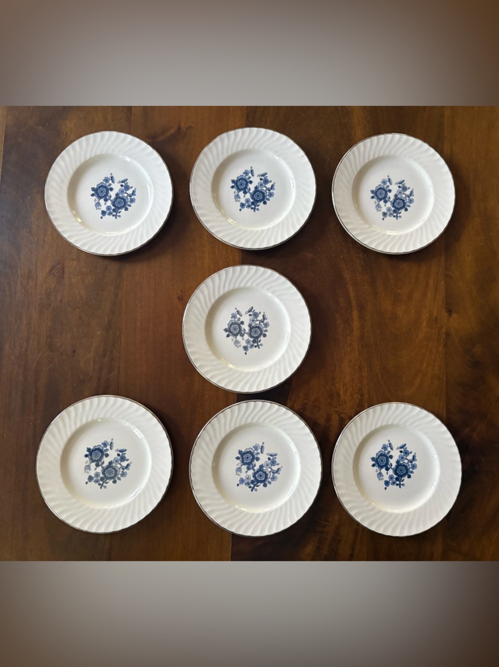 VTG Set of 7 Enoch Wedgwood (Tunstall) Ltd Royal Blue Ironstone 5-3/4 in Plates
